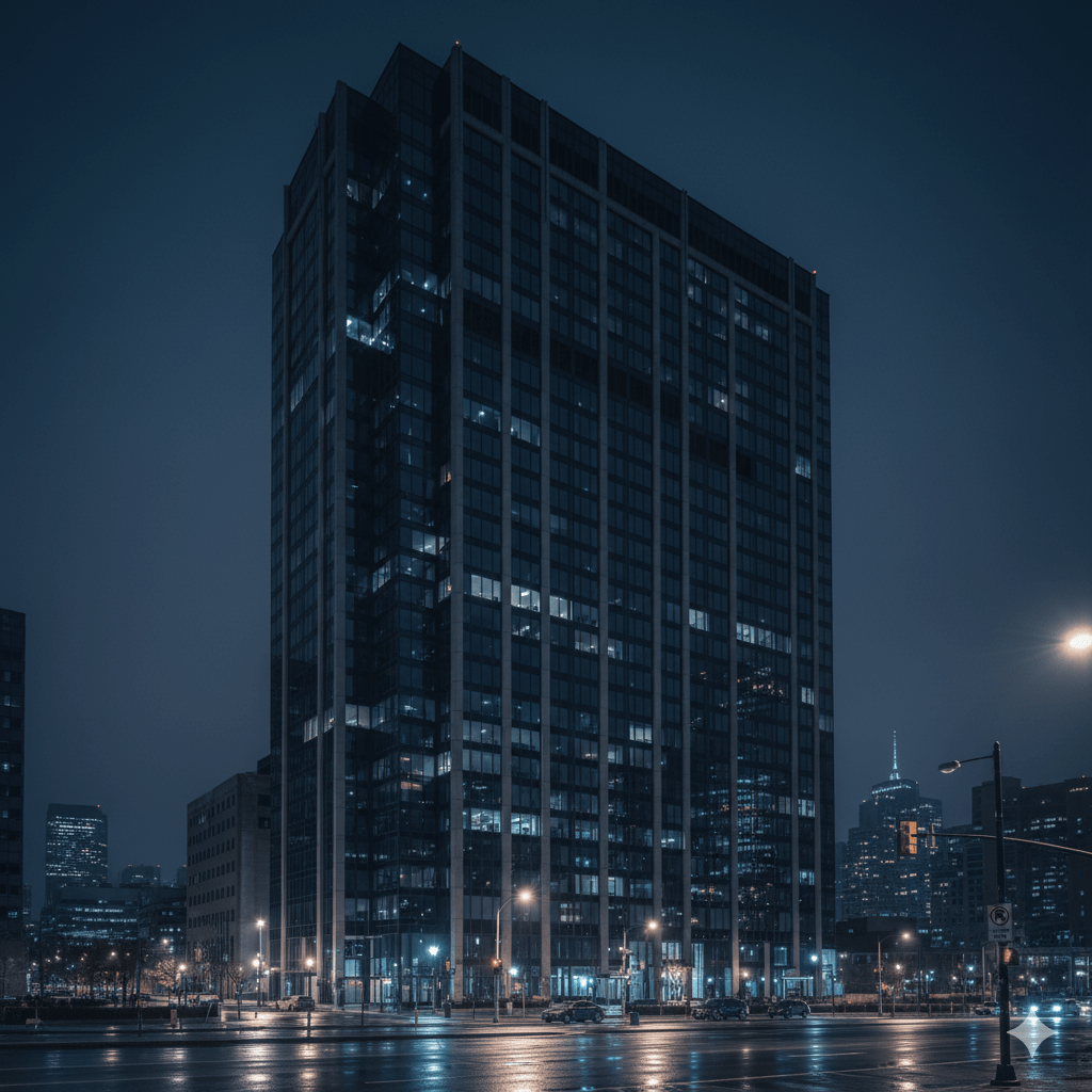 Empty office building night